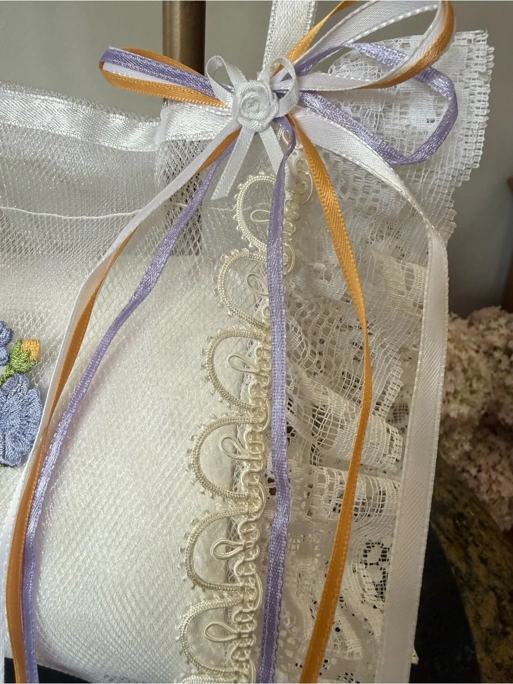 💐 Hand Crafted Lavender & Yellow Floral Hand Towel & Spare 🧻 Holder 💐